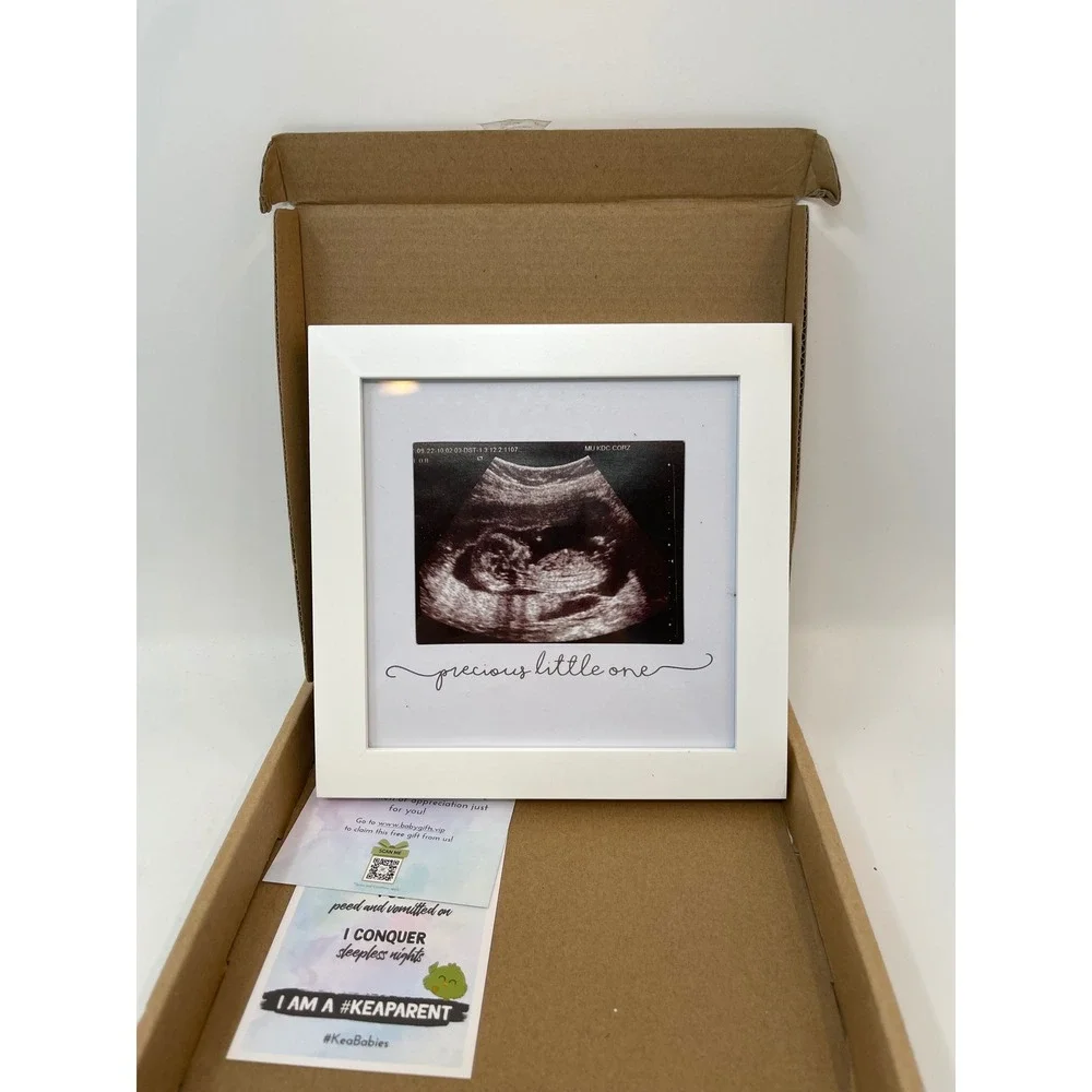 KeaBabies Sonogram Frame Kids 7x7 White New Solid Wood Ultrasound Keepsake